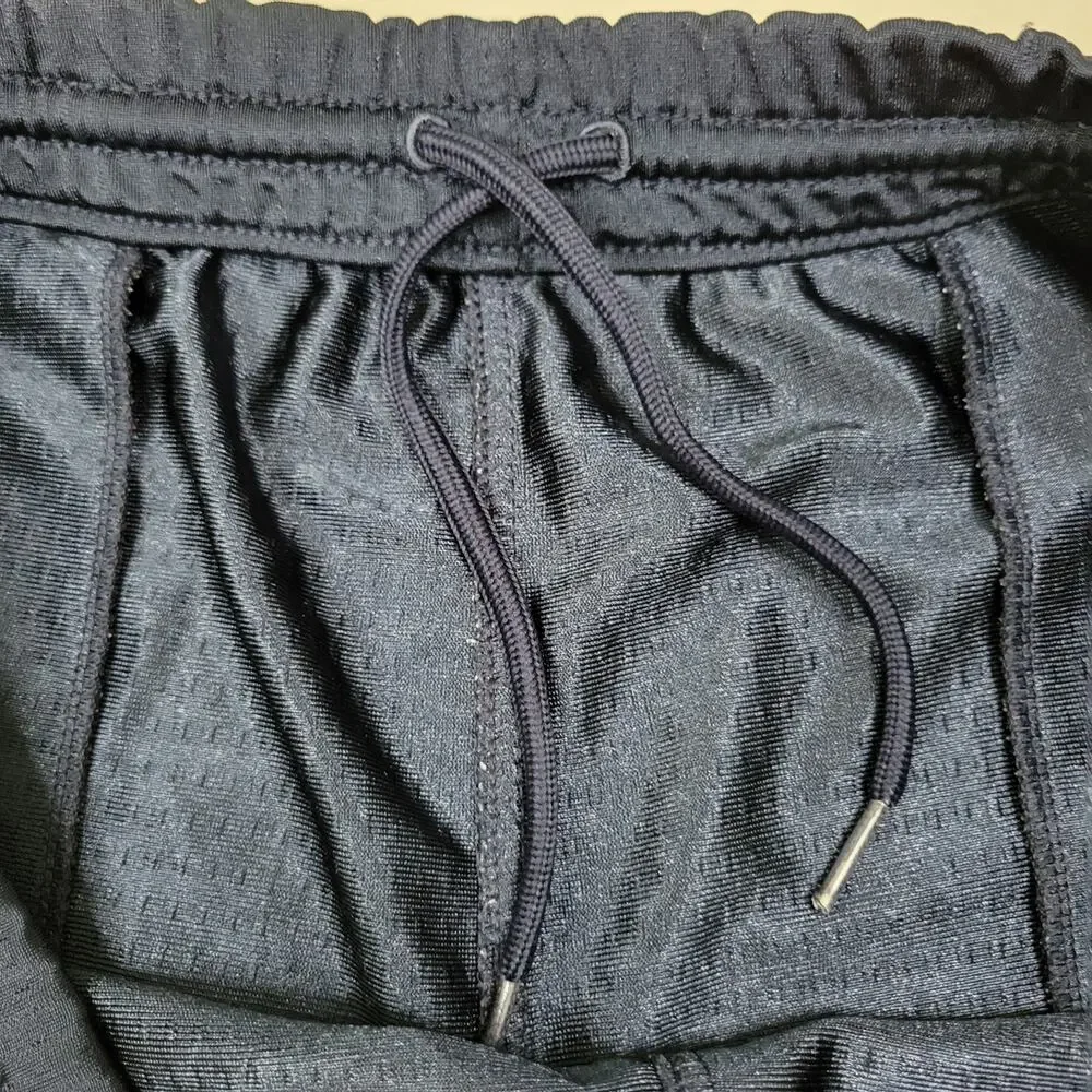 REEBOK Sport Shorts Blue White Gray Trim Drawstring Pockets 36
